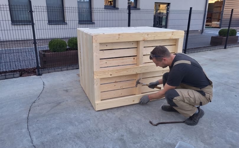 Simple board replacement helps extend the service life of Inter Agra wooden pallet boxes while reducing maintenance costs