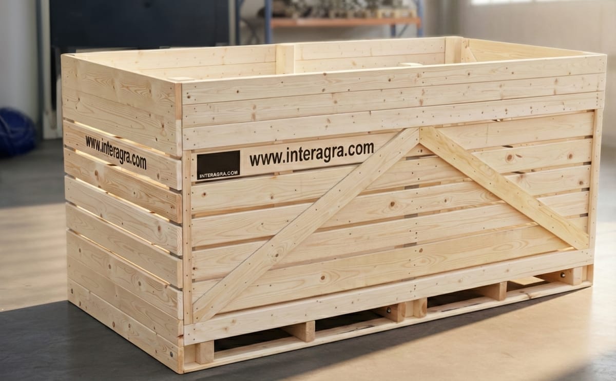 InterAgra introduces a new large-capacity wooden storage crate (2400x1200x1200 mm), engineered for up to 1,800 kg of vegetables, combining durability, crop protection, ventilation compatibility, and cost-efficient storage performance.