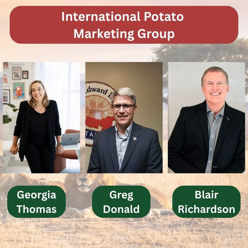 Georgia Thomas, Greg Donald, and Blair Richardson will lead the International Potato Marketing Group workshop at the World Potato Congress 2026 in Kenya