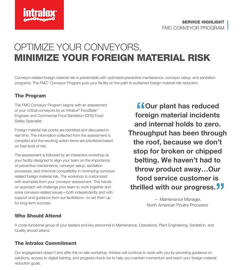 Intralox FMC Conveyor Program Flyer