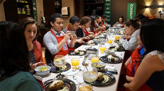Guatemala City cooking program participants enjoyed an Idaho potato meal they prepared themselves. Guatemala City cooking program participants enjoyed an Idaho potato meal they prepared themselves.