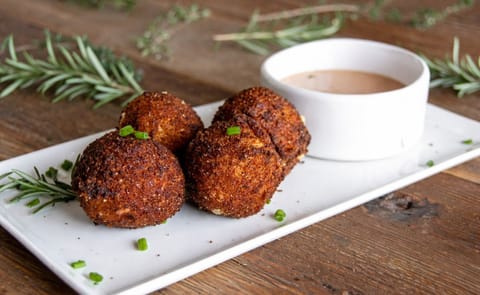 The Grand Prize winning potato recipe: Mashed-Up Kimchi Reuben Tater Bombs with Sweet Onion & Gochujang Aioli by Crystal Schlueter, Northglenn, Colorado (Courtesy: Idaho Potato Commission) The Grand Prize winning potato recipe: Mashed-Up Kimchi Reuben Tater Bombs with Sweet Onion & Gochujang Aioli by Crystal Schlueter, Northglenn, Colorado (Courtesy: Idaho Potato Commission)