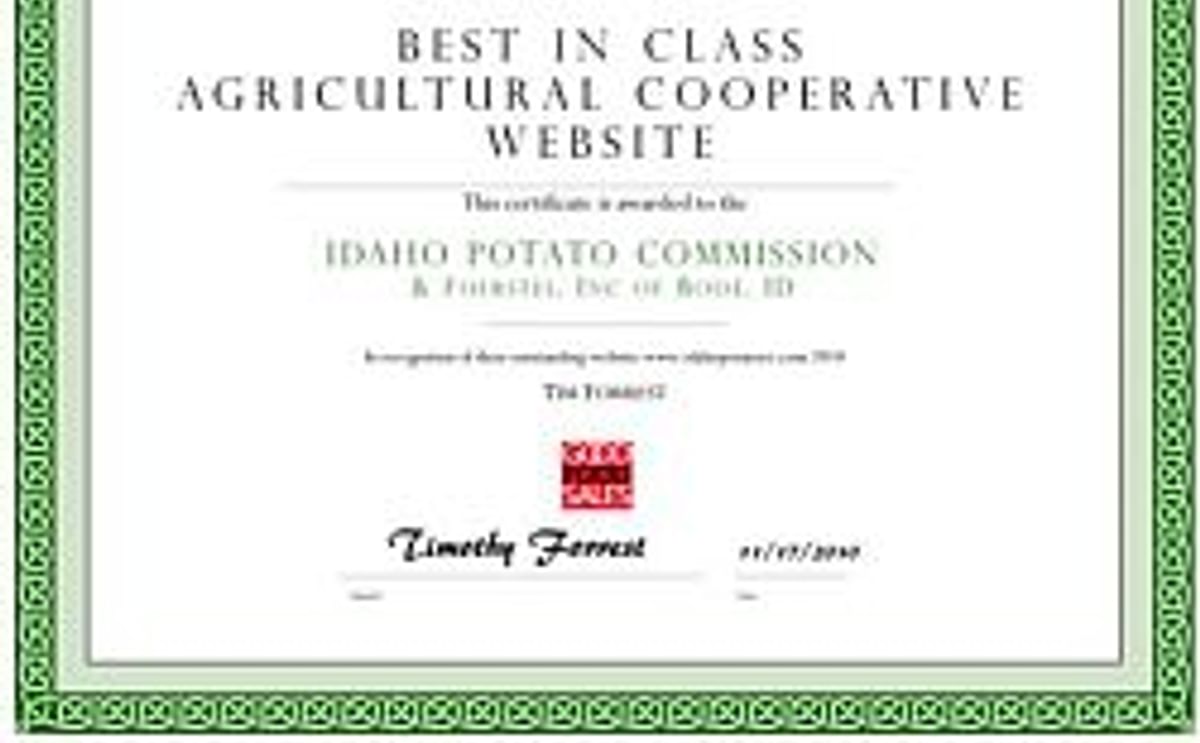 Idaho Potato Commission receives award for its website Idaho Potato Commission receives award for its website