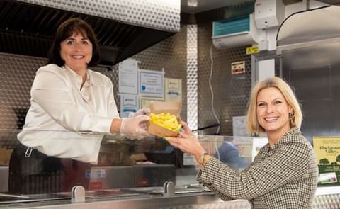 Minister of State at the Department of Agriculture, Food and the Marine, Pippa Hackett pictured with Marie Geary, Meadowfresh Farm. The department is encouraging the potato industry to pursue the EUR 20 million (about USD 23 million) Irish chip shop secto Minister of State at the Department of Agriculture, Food and the Marine, Pippa Hackett pictured with Marie Geary, Meadowfresh Farm. The department is encouraging the potato industry to pursue the EUR 20 million (about USD 23 million) Irish chip shop secto