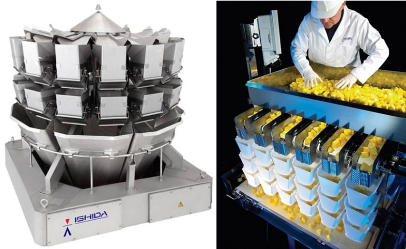 Two of the products that Ishida will highlight at Fruit Logistica 2017, the Ishida CCW-RV-214-70-S-FPR-1 mulithead weigher (left) and the linear 6-head Ishida CCW-M-106 FFW (Fresh Food Weigher) (right).