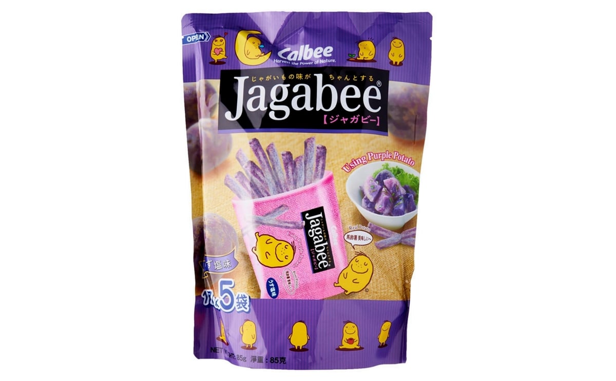Calbee's purple jagabee potato snack Calbee's purple jagabee potato snack