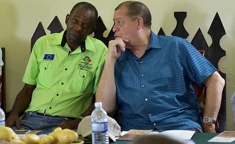 Jamaican Minister of Industry, Commerce, Agriculture and Fisheries, Hon. Audley Shaw (right), speaking with State Minister, Hon. J.C. Hutchinson, at a National Irish Potato Stakeholders Seminar held in Devon, Manchester, on Thursday April 26
(Courtesy: J Jamaican Minister of Industry, Commerce, Agriculture and Fisheries, Hon. Audley Shaw (right), speaking with State Minister, Hon. J.C. Hutchinson, at a National Irish Potato Stakeholders Seminar held in Devon, Manchester, on Thursday April 26
(Courtesy: J