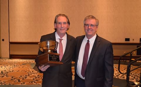 John Keeling is the 2018 Potato Man for All Seasons, presented January 11 by The Packer's editor Tom Karst.
(Courtesy: Bill Schaefer; NPC ) John Keeling is the 2018 Potato Man for All Seasons, presented January 11 by The Packer's editor Tom Karst.
(Courtesy: Bill Schaefer; NPC )