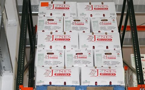 50 lb. boxes of table stock potatoes ready for shipping at Jones Potato Farm