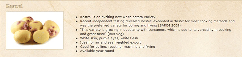 The new potato variety Kestrel The new potato variety Kestrel