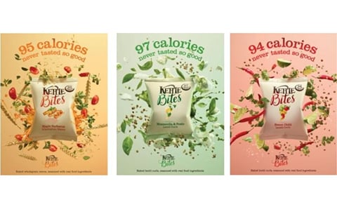 The Kettle Bites range consists of four tasty seasonings, across two different product bases – Lentil Curls and Wholegrain Waves The Kettle Bites range consists of four tasty seasonings, across two different product bases – Lentil Curls and Wholegrain Waves