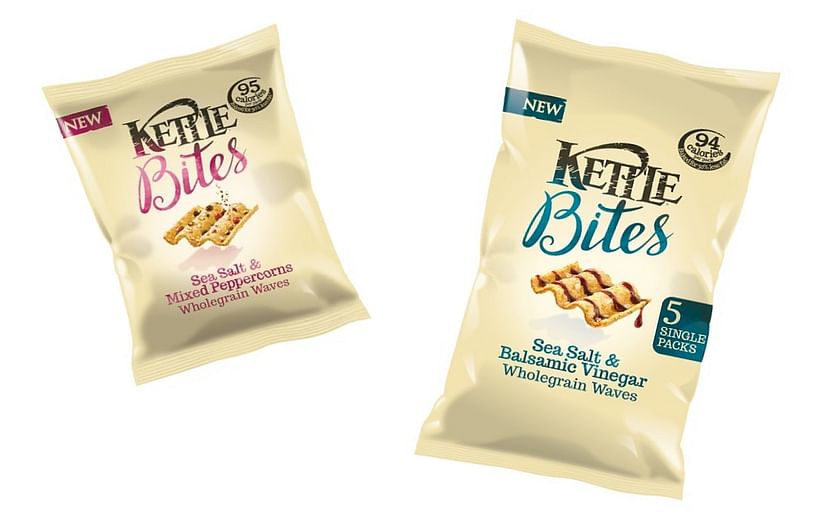 Kettle Foods extends its successful Bites range with two new flavours, Sea Salt & Mixed Peppercorns Wholegrain Waves and Sea Salt & Balsamic Vinegar Wholegrain Waves.