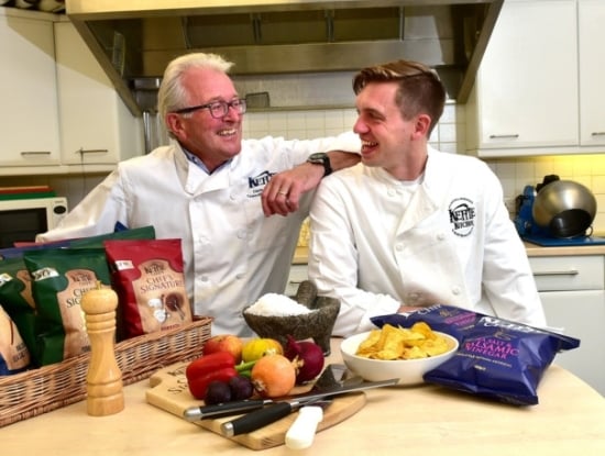Kettle Foods Chef Phil Hovey (right), here shown with former Chef Chris Barnard (left), who retired earlier this year, after 27 year at Kettle Foods Ltd Kettle Foods Chef Phil Hovey (right), here shown with former Chef Chris Barnard (left), who retired earlier this year, after 27 year at Kettle Foods Ltd