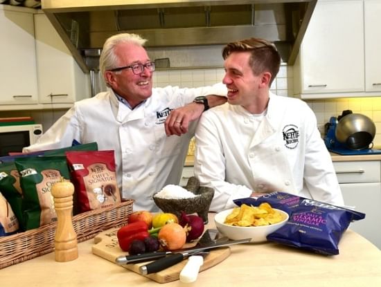 Kettle Foods Chef Phil Hovey (right), here shown with former Chef Chris Barnard (left), who retired earlier this year, after 27 year at Kettle Foods Ltd Kettle Foods Chef Phil Hovey (right), here shown with former Chef Chris Barnard (left), who retired earlier this year, after 27 year at Kettle Foods Ltd