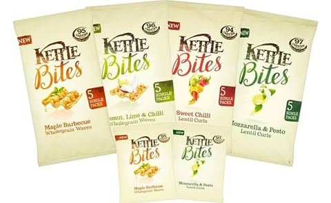 KETTLE® Bites - launched in the United Kingdom - come in an extensive range of variations. KETTLE® Bites - launched in the United Kingdom - come in an extensive range of variations.