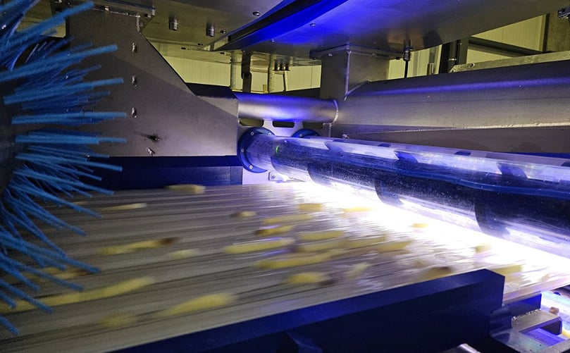 Key Technology ADR X defect removal system for french fries, inspecting and trimming potato strips to improve yield and quality Key Technology ADR X defect removal system for french fries, inspecting and trimming potato strips to improve yield and quality