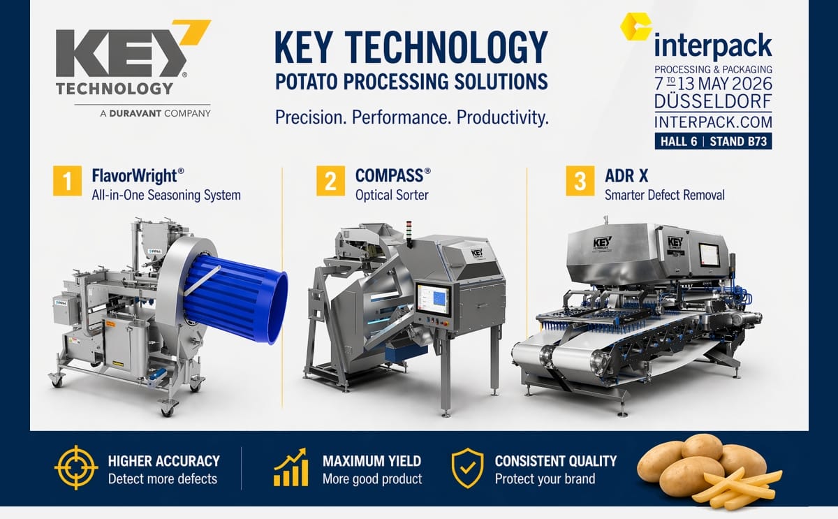 Key Technology will present advanced processing solutions at Interpack 2026 in Düsseldorf Key Technology will present advanced processing solutions at Interpack 2026 in Düsseldorf