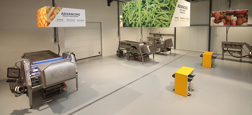 The Innovation and Solutions Center includes a demo lab, testing area and training rooms as well as an area reserved for Key Technology’s research and development The Innovation and Solutions Center includes a demo lab, testing area and training rooms as well as an area reserved for Key Technology’s research and development