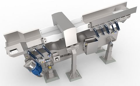 Key Technology presents a specialized Iso-Flo® vibratory conveyor designed specifically for integration with a metal detector to inspect bulk foods on processing and packaging distribution lines Key Technology presents a specialized Iso-Flo® vibratory conveyor designed specifically for integration with a metal detector to inspect bulk foods on processing and packaging distribution lines