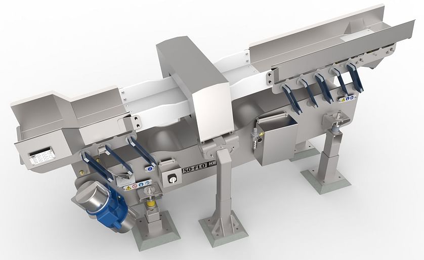 Key Technology presents a specialized Iso-Flo® vibratory conveyor designed specifically for integration with a metal detector to inspect bulk foods on processing and packaging distribution lines