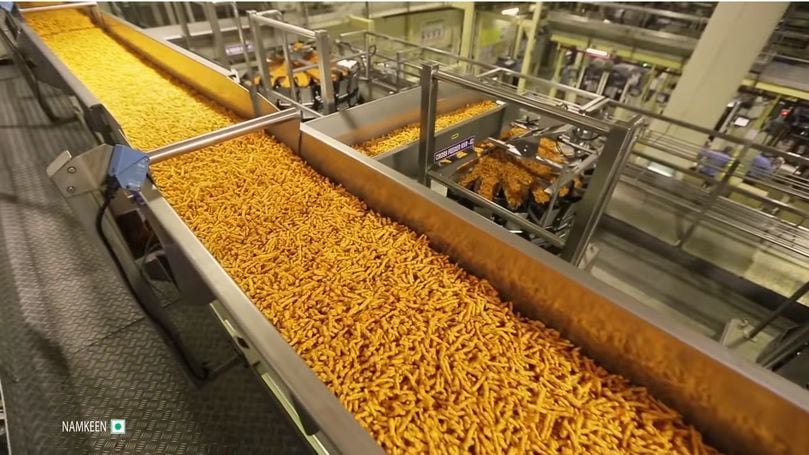 Click to watch video showing How Kurkure is made View of the kurkure production line at Pepsico India