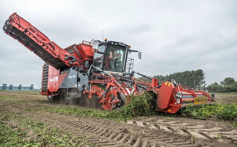 Dewulf Kwatro, 4-row harvester with adjustable traction per track/wheel