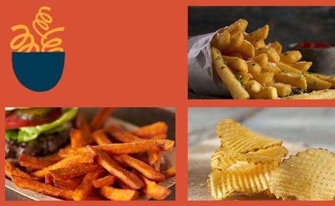 Three of Lamb Weston`s featured product: regular cut, sweet potato trim fries and lattice chips. Three of Lamb Weston`s featured product: regular cut, sweet potato trim fries and lattice chips.