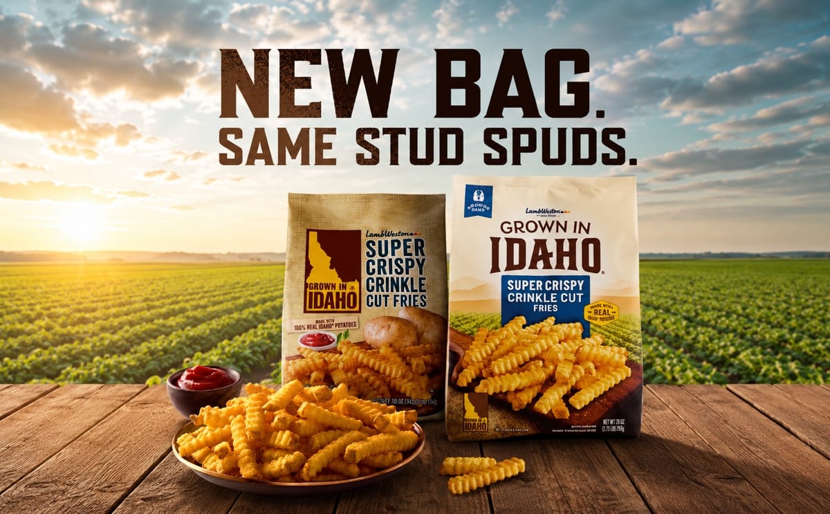Lamb Weston has introduced refreshed packaging and updated branding for its Grown in Idaho frozen potato product range, featuring a new visual identity across retail freezer products including fries, tots and hash browns.