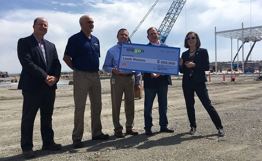 Lamb Weston Hermiston welcomed the Oregon Governor Kate Brown, who got a look at the site where workers are busy constructing the $250 million expansion of the existing french fry factory. 
She presented a $500,000 check that will be used for infrastruct