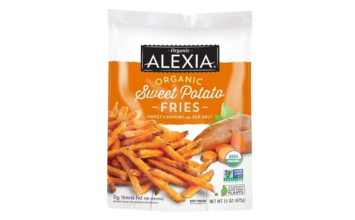 Two Alexia brand product packages now made with corn and potato biomaterial