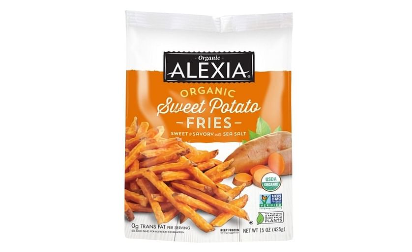 Two Alexia brand product packages now made with corn and potato biomaterial