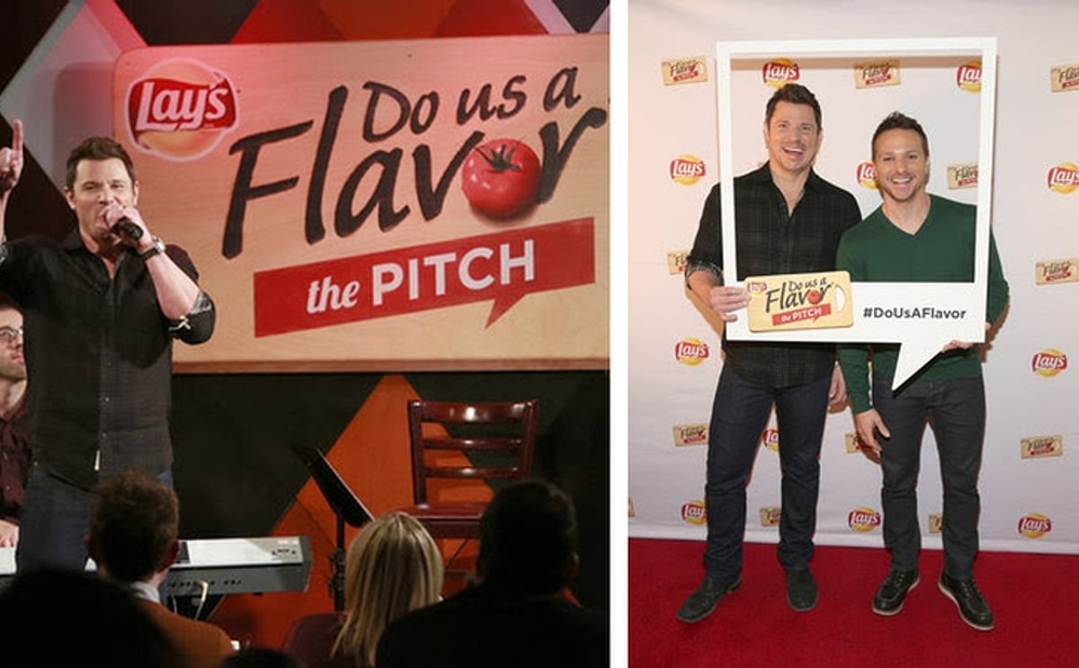 Multiplatinum recording artists Nick and Drew Lachey pitch their flavors to a live audience at Carolines on Broadway, announcing Lay's Do Us a Flavor 2017 Monday, Jan. 9, 2017 in New York. The latest installment, The Pitch, invites fans to simply pitch th