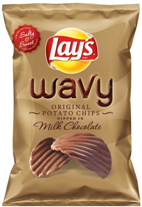 Lays Wavy Original Potato Chips dipped in Milk Chocolate Lays Wavy Original Potato Chips dipped in Milk Chocolate