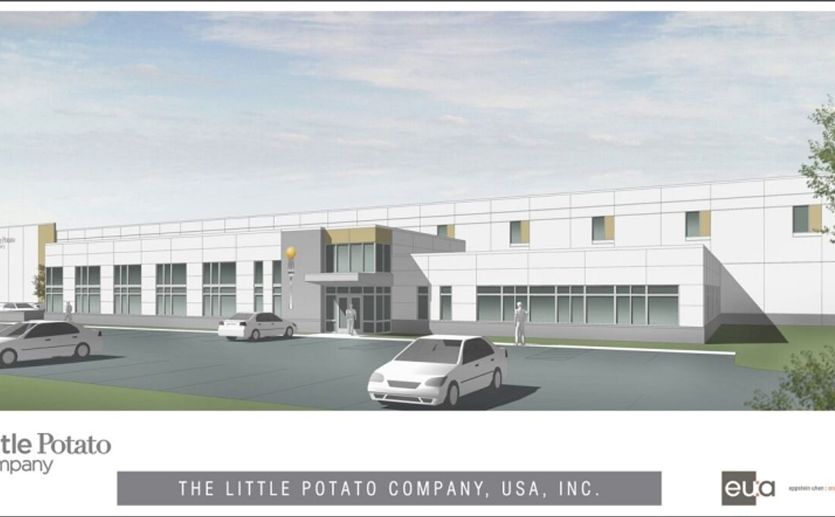 Artist rendering of the planned new US Head Office and plant of The Little Potato Company in the village of DeForest near Madison, Wisconsin. 