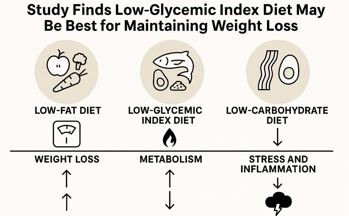 Study finds low-glycemic index diet may help sustain weight loss and improve metabolism without the negative effects seen in low-carb or low-fat diets.