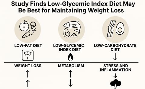 Study finds low-glycemic index diet may help sustain weight loss and improve metabolism without the negative effects seen in low-carb or low-fat diets. Study finds low-glycemic index diet may help sustain weight loss and improve metabolism without the negative effects seen in low-carb or low-fat diets.