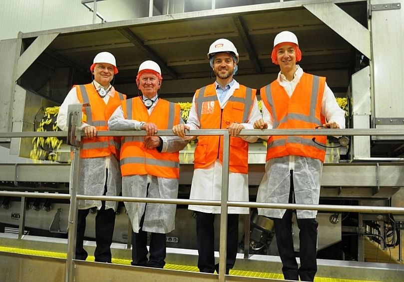 From left to right: Erwin Pardon (Managing Director McCain Continental Europe), Guy Van den Broeke (Founder of Lutosa), Alain Duranleau (Managing Director of Lutosa SA) and Max Koeune (President and CEO of McCain Foods)