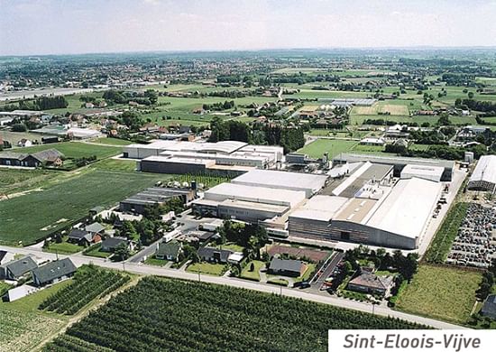 Aerial view of the Lutosa SA - Sint-Eloois-Vijve potato processing plant.