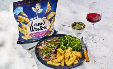 Lamb Weston Grill Fries Salt & Pepper, part of the award-winning Fries range, served with steak for a restaurant-quality at-home meal. Lamb Weston Grill Fries Salt & Pepper, part of the award-winning Fries range, served with steak for a restaurant-quality at-home meal.