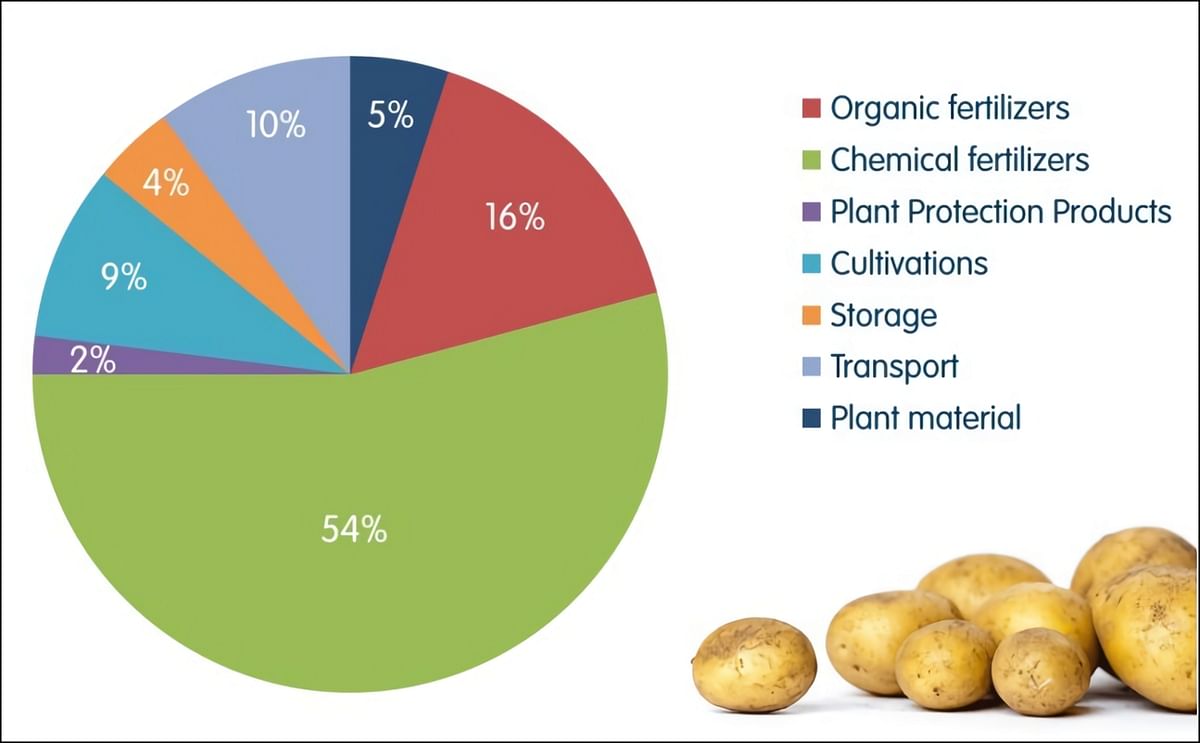 Breakdown of the carbon footprint of potatoes - grown in Europe in 2016, for processing (Courtesy: Lamb Weston Meijer)