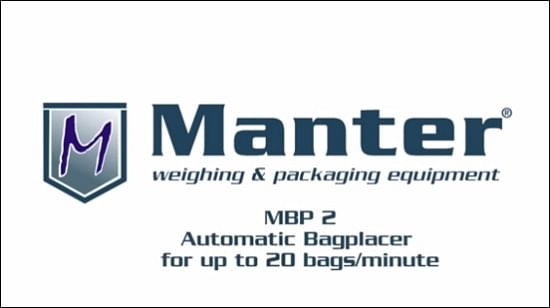 Video presentation of the new Manter Bagplacer, placing automatically Net- and Hessian bags with plastic strip and holes underneath a filling opening of a Semi Automatic Bagger. In combination with the new Manter SAB HS (High Speed) capable of processing up to 20 bags/min. Video presentation of the new Manter Bagplacer, placing automatically Net- and Hessian bags with plastic strip and holes underneath a filling opening of a Semi Automatic Bagger. In combination with the new Manter SAB HS (High Speed) capable of processing up to 20 bags/min.