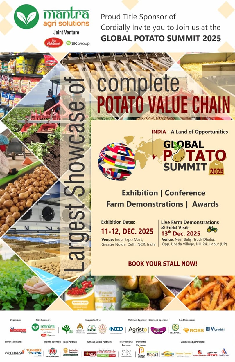 Mantra Agri Solutions Takes the Lead as Title Sponsor of the Global Potato Summit 2025, Showcasing India’s Rise as a Global Force in the Potato Value Chain. Mantra Agri Solutions Takes the Lead as Title Sponsor of the Global Potato Summit 2025, Showcasing India’s Rise as a Global Force in the Potato Value Chain.