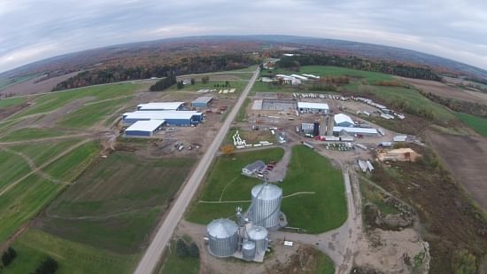 Aerial view of the Marquart Farms facilities in Gainesville, New York