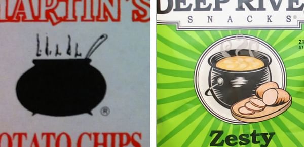 Martin&#039;s Potato Chips sues Old Lyme Gourmet Co. (Deep River Snacks) over kettle logo.