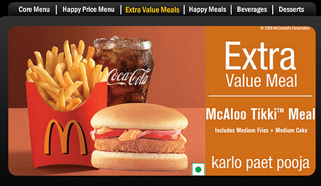 Potato Burger with Fries: what a tribute to the versatility of the potato;source McDonald's India