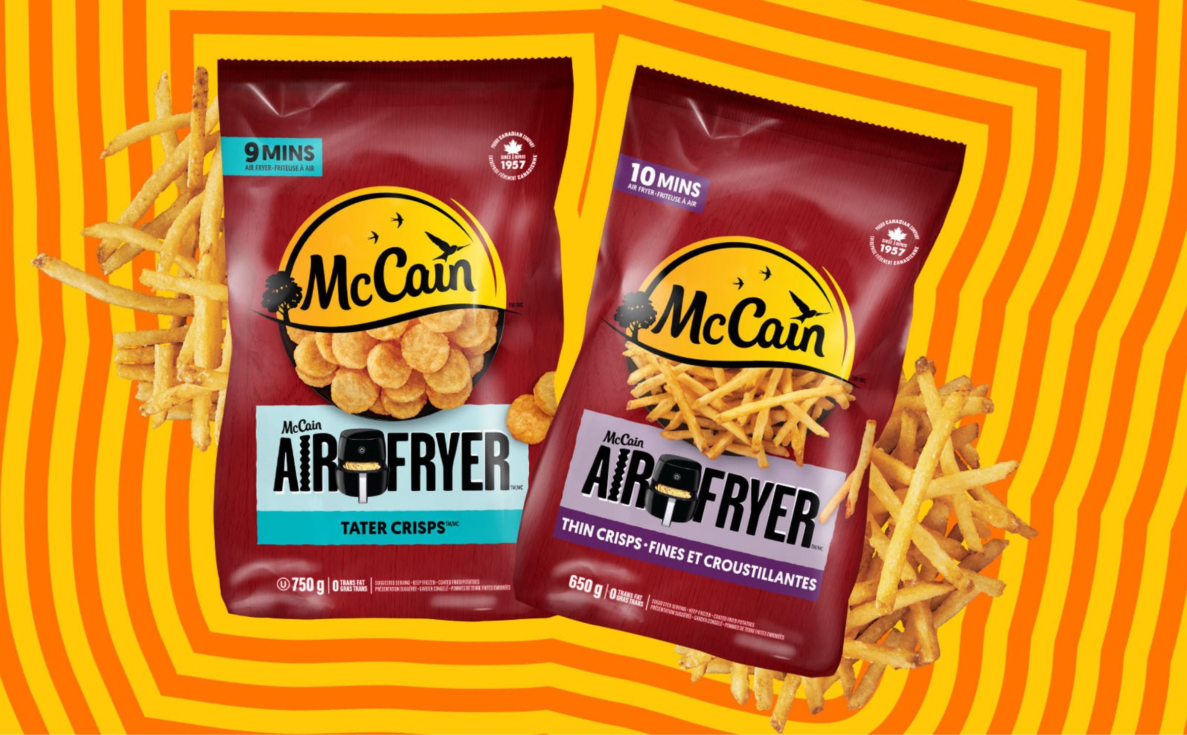McCain Foods introduces Air Fryer Thin Crisps and Air Fryer Tater Crisps in Canada, offering two new frozen potato products designed to deliver restaurant-style crispiness in 9–10 minutes.