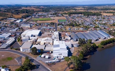 Aerial view of the McCain Foods french fry plant in Smithton, Tasmania, Australia Aerial view of the McCain Foods french fry plant in Smithton, Tasmania, Australia