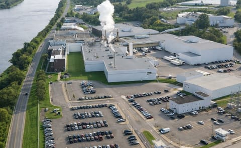 Aerial view of the McCain Foods (Canada) Florenceville-Bristol French fry plant on the banks of the Saint John River. Aerial view of the McCain Foods (Canada) Florenceville-Bristol French fry plant on the banks of the Saint John River.