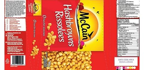 McCain Foods (Canada) recalls McCain brand Hashbrowns