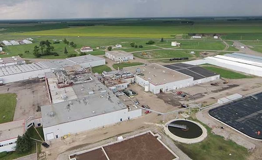 Aerial impression of the McCain Foods (Canada) potato processing plant in Carberry in July 2015 (Courtesy: Gordon Goldsborough)
